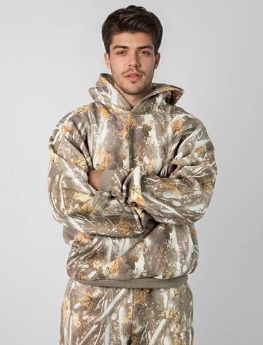 Ythomm Womens Camo Hoodies Maple Leaf Print Oversized Hooded Sweatshirts Drop Shoulder Camouflage Fleece Hoodie With Pocket in Saudi Arabia