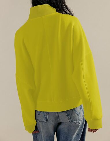 Mock Neck Sweatshirts for Women Oversized Button Fleece Henley Pullover Tops 2025 Casual Long Sleeve Trendy Clothes in Saudi Arabia