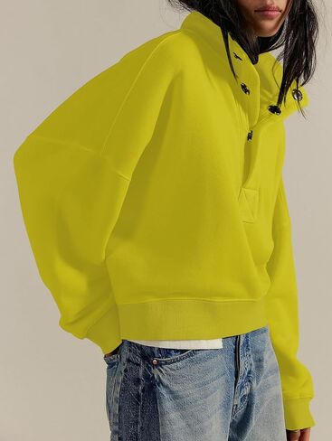 Mock Neck Sweatshirts for Women Oversized Button Fleece Henley Pullover Tops 2025 Casual Long Sleeve Trendy Clothes in Saudi Arabia