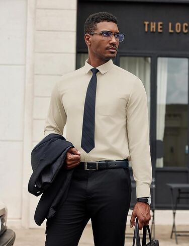 COOFANDY Mens Business Dress Shirt Casual Button Down Long Sleeve Shirts Regular Fit Solid in Saudi Arabia