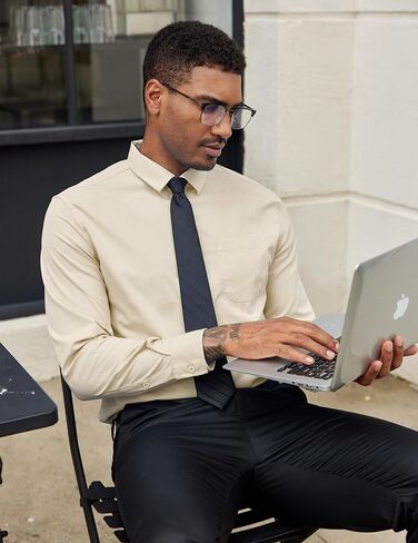 COOFANDY Mens Business Dress Shirt Casual Button Down Long Sleeve Shirts Regular Fit Solid in Saudi Arabia