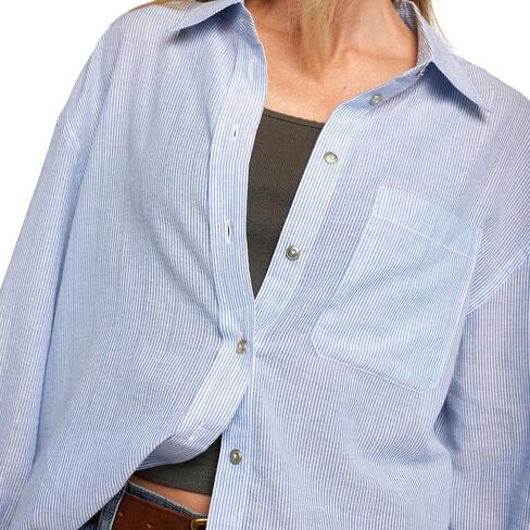 Current/Elliott Women’s The Candid Long Sleeve Linen Shirt – Linen Top, Button Down Shirt for Women in Saudi Arabia