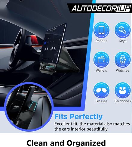 Custom-Fit Center Console Organizer Under Screen Storage Box with Anti-Slip Mat for Tesla Cybertruck 2024 2025, Easy Install Tray for Tesla Cybertruck Accessories in Kuwait