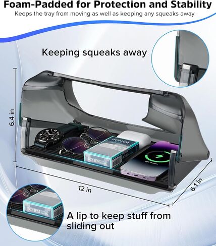 Custom-Fit Center Console Organizer Under Screen Storage Box with Anti-Slip Mat for Tesla Cybertruck 2024 2025, Easy Install Tray for Tesla Cybertruck Accessories in Kuwait