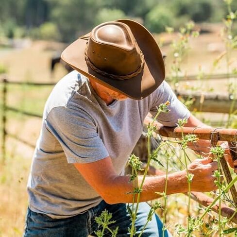 American Hat Makers Hollywood Australian Outback Oiled Genuine Leather Western Cowboy Hat, Breathable and Durable in Saudi Arabia