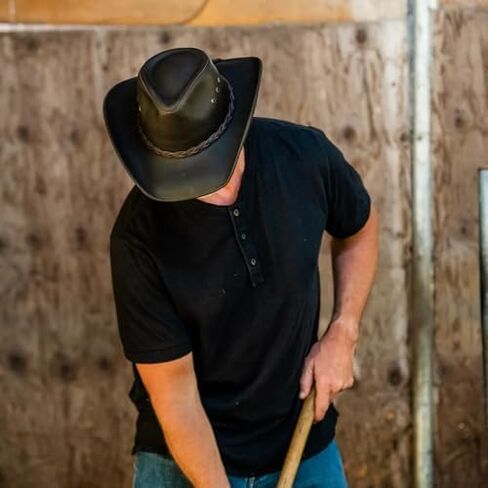 American Hat Makers Hollywood Australian Outback Oiled Genuine Leather Western Cowboy Hat, Breathable and Durable in Saudi Arabia