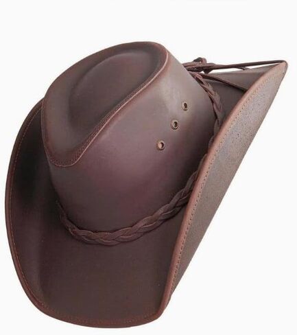 American Hat Makers Hollywood Australian Outback Oiled Genuine Leather Western Cowboy Hat, Breathable and Durable in Saudi Arabia