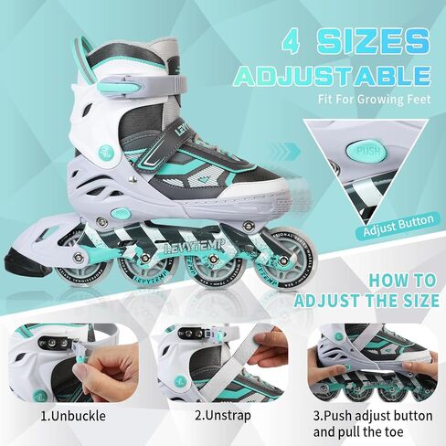 Adjustable Inline Skates for Kids and Adults, Outdoor Beginner Roller Skates with All Light Up Wheels for Girls, Boys, Men and Women in Saudi Arabia
