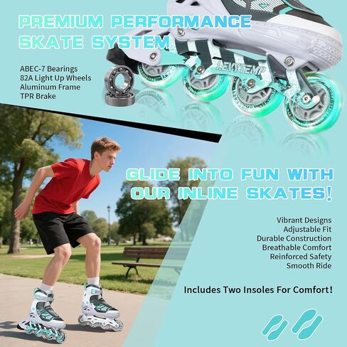 Adjustable Inline Skates for Kids and Adults, Outdoor Beginner Roller Skates with All Light Up Wheels for Girls, Boys, Men and Women in Saudi Arabia