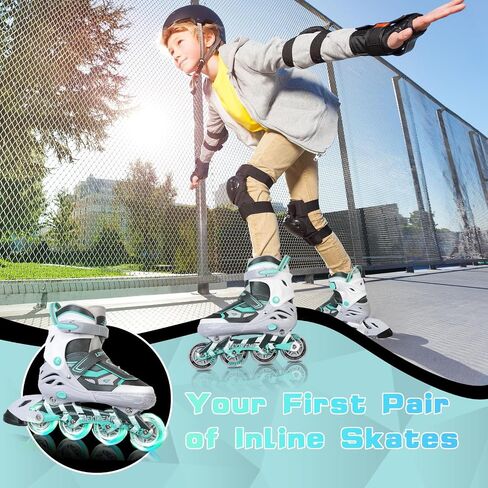 Adjustable Inline Skates for Kids and Adults, Outdoor Beginner Roller Skates with All Light Up Wheels for Girls, Boys, Men and Women in Saudi Arabia