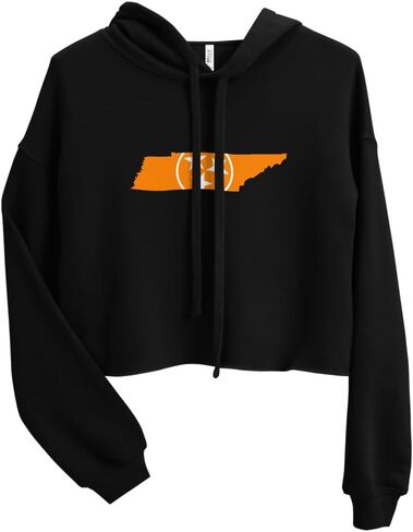 Orange Tennessee Flag UT Womens Soft Cropped Hoodie in Saudi Arabia