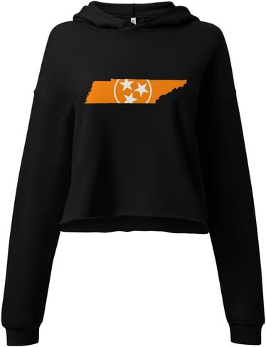 Orange Tennessee Flag UT Womens Soft Cropped Hoodie in Saudi Arabia