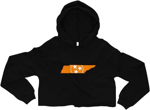 Orange Tennessee Flag UT Womens Soft Cropped Hoodie in Saudi Arabia