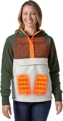 ORORO Women's Colorblock Heated Hoodie, Heated Sweatshirt with 4 Heat Zones (Charger Not Included) in Saudi Arabia