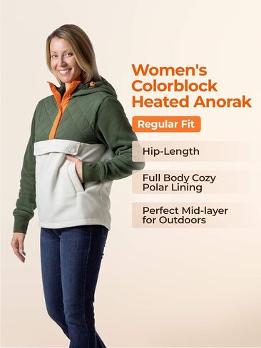 ORORO Women's Colorblock Heated Hoodie, Heated Sweatshirt with 4 Heat Zones (Charger Not Included) in Saudi Arabia