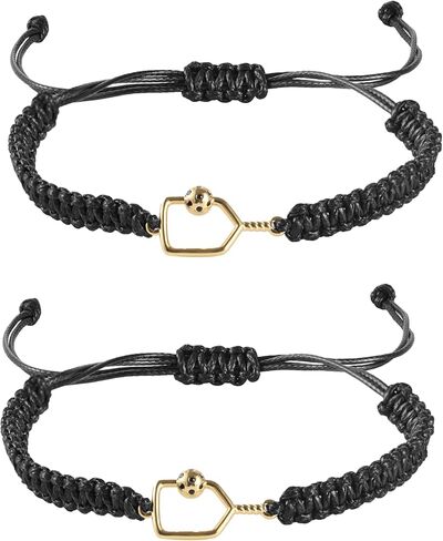 Handmade Pickleball Bracelet, Adjustable Woven Cord, Sports Jewelry Gift, Set of 2 in Saudi Arabia