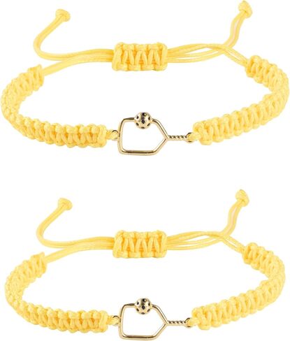 Handmade Pickleball Bracelet, Adjustable Woven Cord, Sports Jewelry Gift, Set of 2 in Saudi Arabia