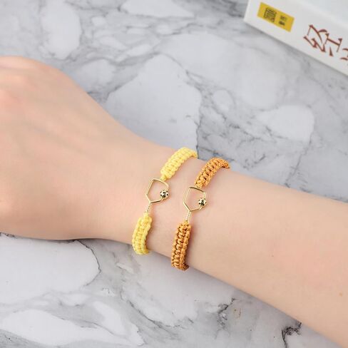 Handmade Pickleball Bracelet, Adjustable Woven Cord, Sports Jewelry Gift, Set of 2 in Saudi Arabia