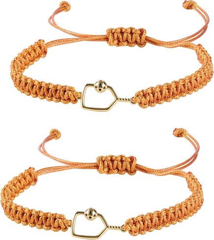 Handmade Pickleball Bracelet, Adjustable Woven Cord, Sports Jewelry Gift, Set of 2 in Saudi Arabia
