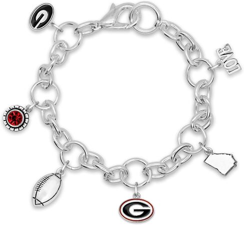 From the Heart Georgia Bulldogs Mabel Charm Bracelet with State Love Football Team Logo and Crystal Charms Jewelry Licensed UGA in Saudi Arabia