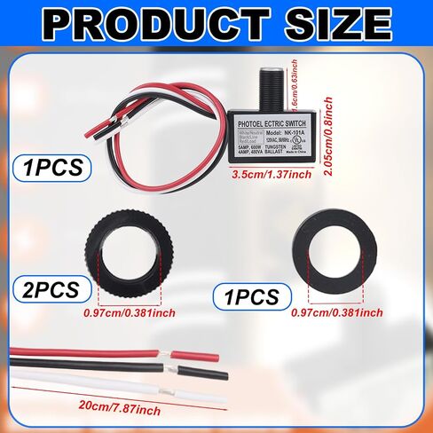 2pcs 105V-130V AC Photocell Light Sensor, Dusk to Dawn Eye Daylight Control Switch Sensor with Nuts and Washer for Outdoor Lighting Photoelectric in Saudi Arabia