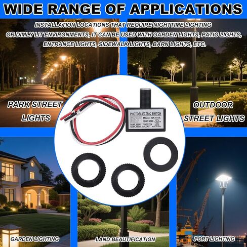2pcs 105V-130V AC Photocell Light Sensor, Dusk to Dawn Eye Daylight Control Switch Sensor with Nuts and Washer for Outdoor Lighting Photoelectric in Saudi Arabia