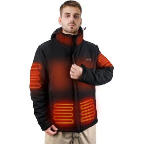 Alpha 7.4V Mens Heated Jacket With Battery Pack 16000mAh - Heated Clothes (US, Small, Regular, Black) in Saudi Arabia