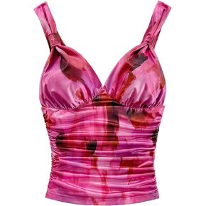 SOLY HUX Women's V Neck Tank Tops Y2K Ruched Backless Going Out Tops Textured Camisole Summer Outfits in Kuwait