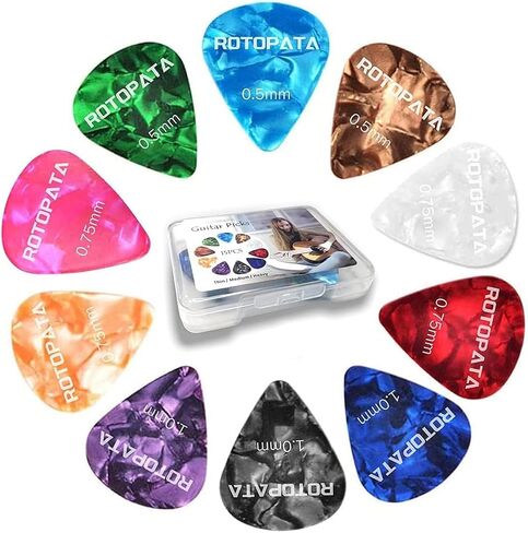 60 Pack Guitar Picks with Organizer Storage Box, 0.5 0.58 0.75 0.84 1.0 1.2mm Includes Thin Medium Heavy Thickness, Variety Colorful Celluloid Plectrums for Bass Electric Acoustic Guitars Ukulele in Saudi Arabia
