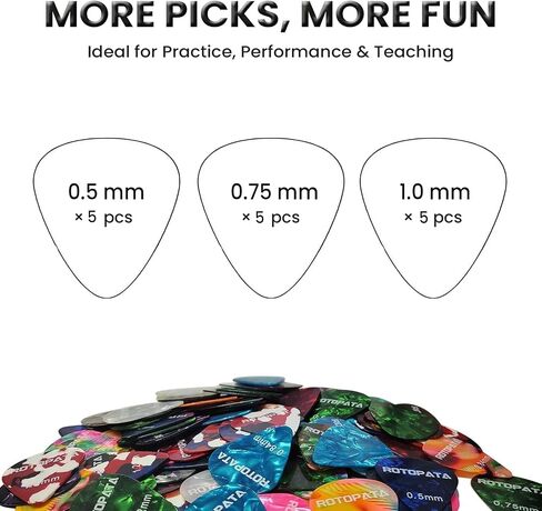 60 Pack Guitar Picks with Organizer Storage Box, 0.5 0.58 0.75 0.84 1.0 1.2mm Includes Thin Medium Heavy Thickness, Variety Colorful Celluloid Plectrums for Bass Electric Acoustic Guitars Ukulele in Saudi Arabia