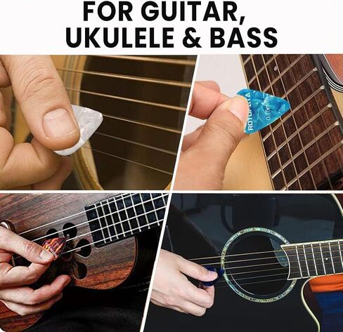 60 Pack Guitar Picks with Organizer Storage Box, 0.5 0.58 0.75 0.84 1.0 1.2mm Includes Thin Medium Heavy Thickness, Variety Colorful Celluloid Plectrums for Bass Electric Acoustic Guitars Ukulele in Saudi Arabia