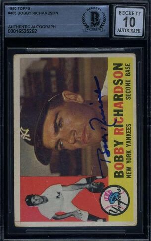 بوبي ريتشاردسون جوهرة النعناع 10 بيكيت باس موقعة 1960 Topps توقيعه - بطاقات البيسبول الموقعة in Saudi Arabia