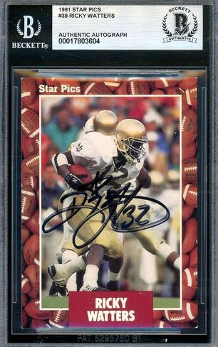 Ricky Watters Beckett BAS Signed 1991 Star Pics Rookie Autograph - Football Slabbed Autographed Rookie Cards in Saudi Arabia