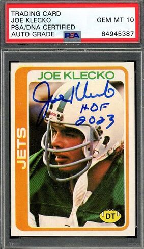 Joe Klecko Gem Mint 10 PSA DNA Signed 1978 Topps Rookie Jets Autograph - Football Slabbed Autographed Rookie Cards in Saudi Arabia