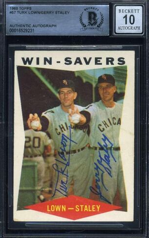 Turk Lown Gerry Staley Gem Mint 10 Beckett BAS Signed 1969 Topps Win Savers Auto - Baseball Slabbed Autographed Cards in Saudi Arabia