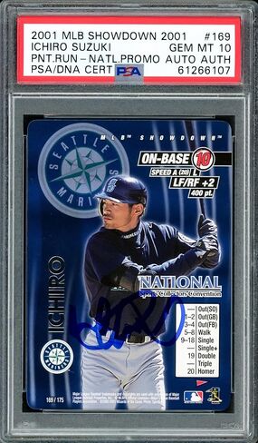 إيشيرو سوزوكي موقعة 2001 MLB Showdown National Promookie Card #169 سياتل مارينرز PSA 10 PSA/DNA #61266107 - بطاقات مبتدئة موقعة من البيسبول in Saudi Arabia