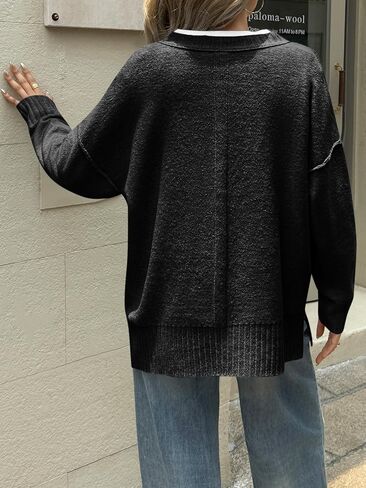Cicy Bell Womens Oversized Sweaters Casual Long Sleeve Knit Pullover Tops Crewneck Trendy Slouchy Fall Tunic Tops in Saudi Arabia