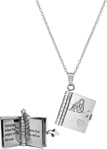 Granddaughter Book Necklace, Gold Silver Book Pendant Hidden Message 6 Pages Necklace Mixed Metal Dainty Trendy Statement Waterproof Stainless Steel Meaningful Jewelry Gift in Saudi Arabia