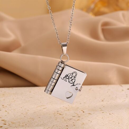 Granddaughter Book Necklace, Gold Silver Book Pendant Hidden Message 6 Pages Necklace Mixed Metal Dainty Trendy Statement Waterproof Stainless Steel Meaningful Jewelry Gift in Saudi Arabia