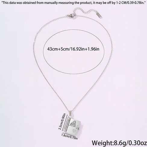 Granddaughter Book Necklace, Gold Silver Book Pendant Hidden Message 6 Pages Necklace Mixed Metal Dainty Trendy Statement Waterproof Stainless Steel Meaningful Jewelry Gift in Saudi Arabia
