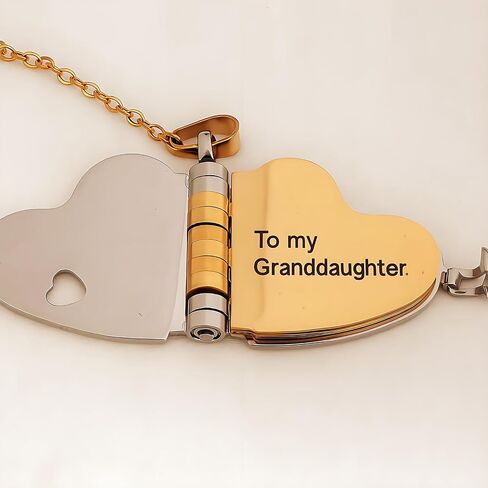 Granddaughter Book Necklace, Gold Silver Book Pendant Hidden Message 6 Pages Necklace Mixed Metal Dainty Trendy Statement Waterproof Stainless Steel Meaningful Jewelry Gift in Saudi Arabia