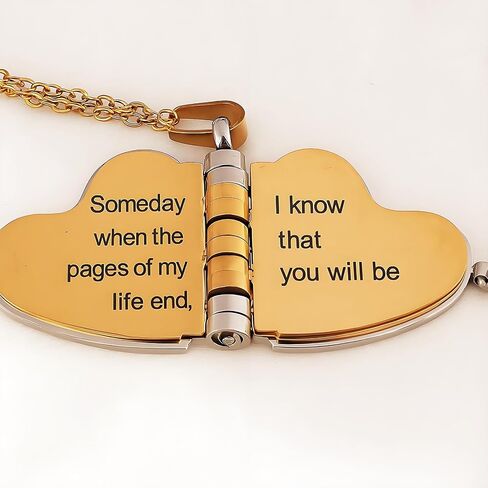 Granddaughter Book Necklace, Gold Silver Book Pendant Hidden Message 6 Pages Necklace Mixed Metal Dainty Trendy Statement Waterproof Stainless Steel Meaningful Jewelry Gift in Saudi Arabia