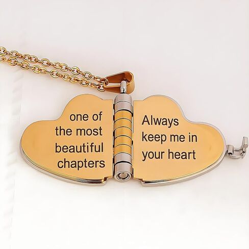 Granddaughter Book Necklace, Gold Silver Book Pendant Hidden Message 6 Pages Necklace Mixed Metal Dainty Trendy Statement Waterproof Stainless Steel Meaningful Jewelry Gift in Saudi Arabia