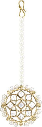 Aheli Traditional Gold Plated Kundan Choker Necklace with Stud Earrings and Maang Tikka Ethnic Jewelry Set Gift for Women in Saudi Arabia