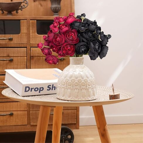 ASTERYAS RANUNCULUS FLOWENT FLOWENT ، 18pcs Hot Pink Faux Silk Mini Ranunculus flowers for DIY Bouquet ، Wedding Wedding Flows Flowers for Concerpiece Table Wedding Party Home Decor in Kuwait