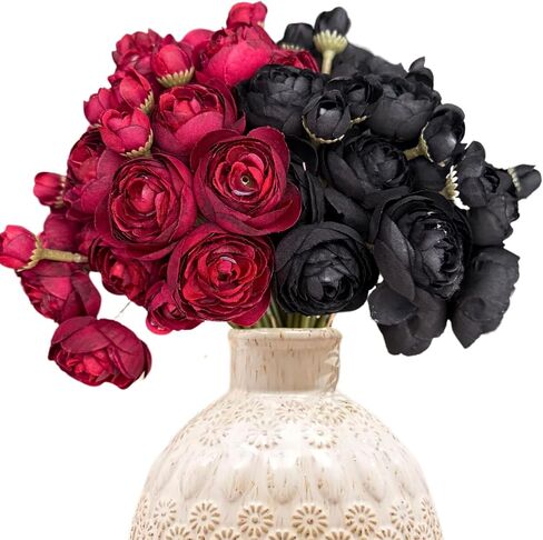 ASTERYAS RANUNCULUS FLOWENT FLOWENT ، 18pcs Hot Pink Faux Silk Mini Ranunculus flowers for DIY Bouquet ، Wedding Wedding Flows Flowers for Concerpiece Table Wedding Party Home Decor in Kuwait