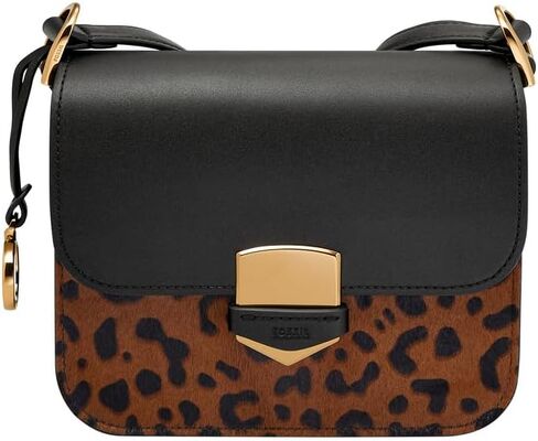Fossil Lennox Crossbody Bag, Black/Leopard Haircalf in Saudi Arabia