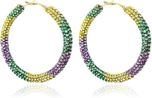 Rhinestone Hoop Earrings for Women Gold Chunky Large Hoop Statement Earrings Sliver Sparkly Jewelry Wedding Dresses for Bridal Gifts in Saudi Arabia