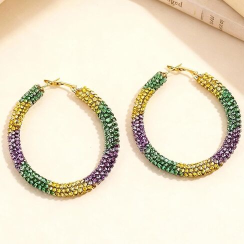 Rhinestone Hoop Earrings for Women Gold Chunky Large Hoop Statement Earrings Sliver Sparkly Jewelry Wedding Dresses for Bridal Gifts in Saudi Arabia