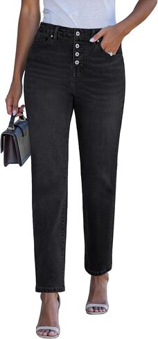 luvamia Straight Leg Jeans for Women High Waisted Trendy Button Fly Trouser Jeans Stretchy Denim Pants with Pockets in Saudi Arabia